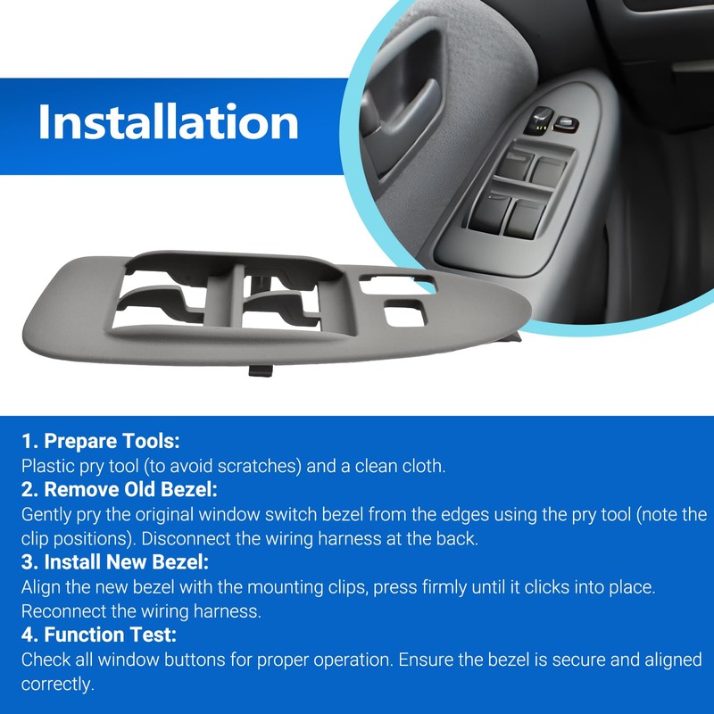 Master Power Window Switch Bezel Trim Fits for 1997-2001 Toyota
