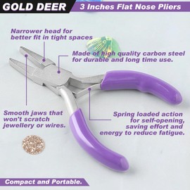 GOLD DEER 3 Inch Mini Flat Pliers Duckbill Pliers Miniature Pocket Pliers Mini Precision Pliers Small Pliers for Jewellery Making Bending Wire Small Object Gripping Beads Looping Moulding Wire