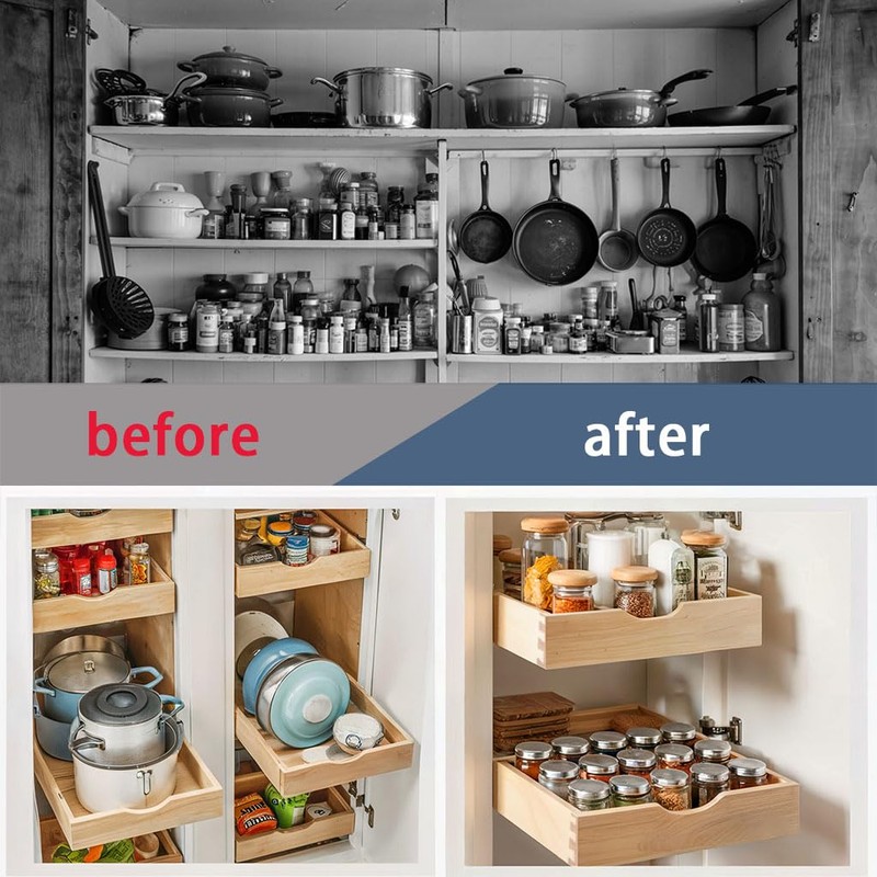 Draworia Pull Out Cabinet Drawers - 6x2 Size Options (12-23'W,18-21'D),