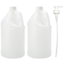 TRAVELWELL 1 Gallon Clear Plastic Empty Bottles with Flip Cap BPA-free Set of 2 With 2 Pressure Pump