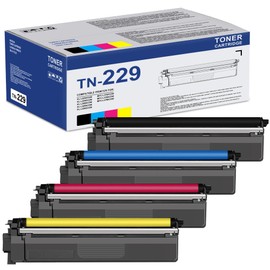 4 Pack TN-229 TN229 TN229xl TN-229xl Toner Replacement for Brother TN 229 TN229 Toner Cartridges for TN229BK, TN229C, TN229M, TN229Y Toner Cartridge Set, TN2294PK