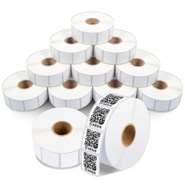 Aegis Adhesives - 1” X 1” Square Direct Thermal Multipurpose Labels for QR Codes, Perforated & Compatible with Zebra Desktop Printers - NOT Rollo Compatible (12 Rolls, 1375/Roll)