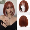 Copper White Bob Wig with Bangs, Short Straight Synthetic Wig