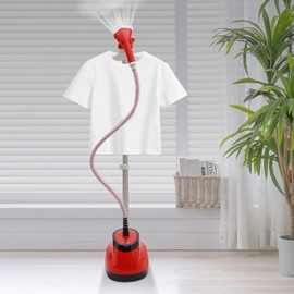Professional Standing Steamer Red1350W Strong Power and 0.42gal Water Tank with Ironing Board for Clothes in 10 Level Steam Adjustment