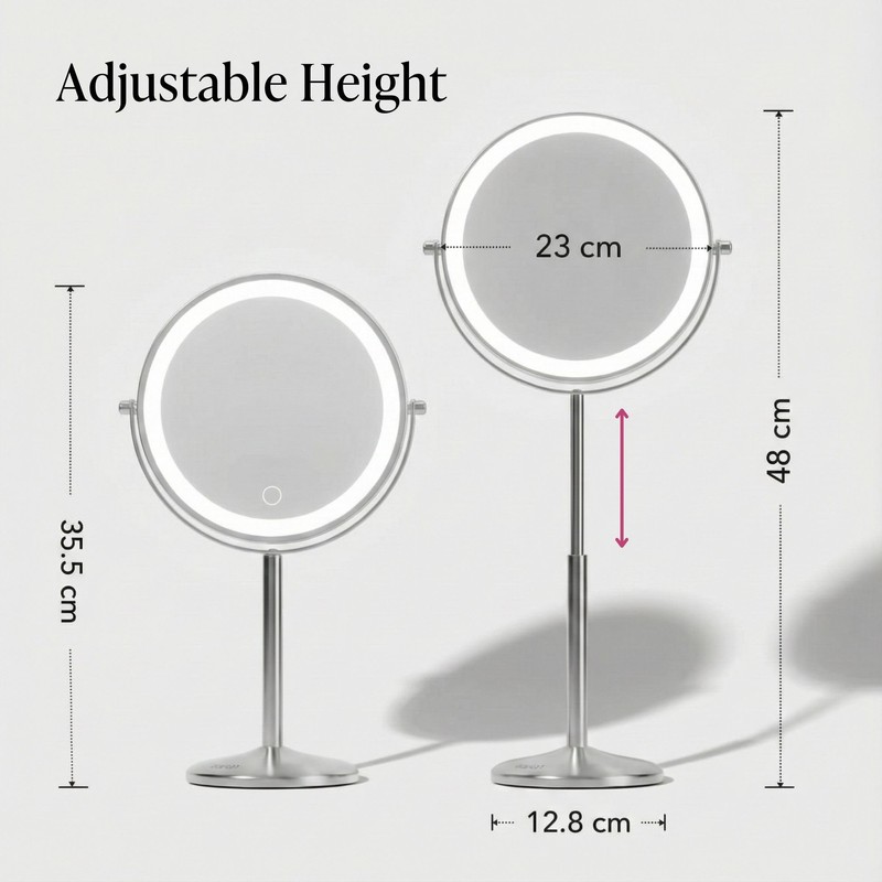 Fancii 9-Inch Lighted Makeup Mirror Height Adjustable with 10X /1X