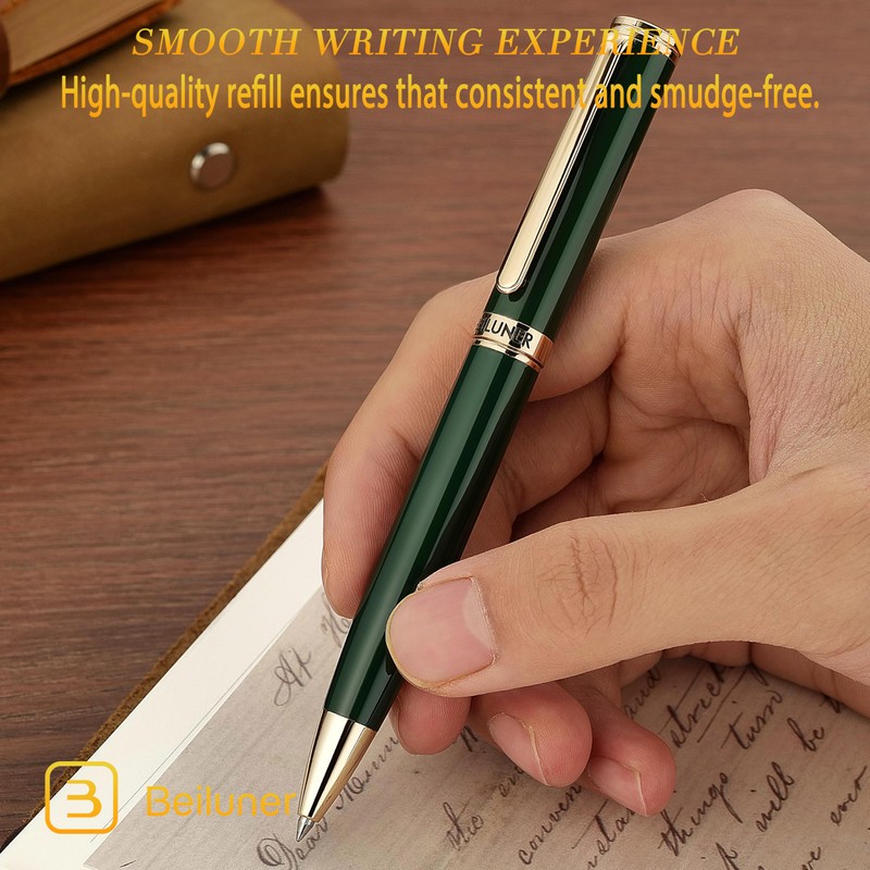 BEILUNER Luxury Gel Pen with 24K Gold Finish, Green Piano