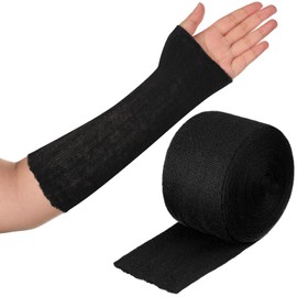 Nuanchu Cotton Stockinette Tubular Elastic Bandage Cast Sleeve Roll Elastic Wrap Tube Bandages Comfortable Cast Stockinette Cosplay Accessories for Arm Leg Knee Prewrap(Black,4 Inch X 5.47 Yard)