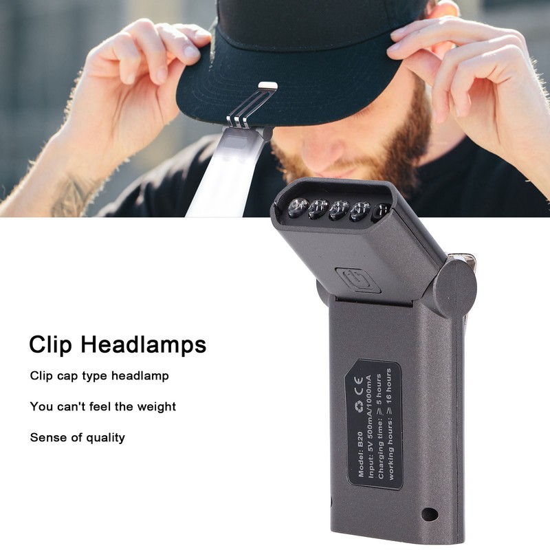 Clip Headlamps LED Rotatable Clip On Hat Light for Fishing
