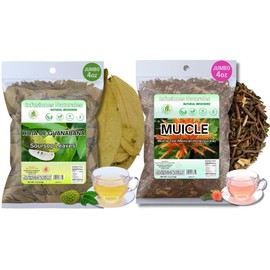 Guanábana Leaves Herbal Tea (Soursop) – 4 oz + Muicle Herbal Tea (Mexican Honeysuckle) – 4 oz – Wildcrafted Loose Leaf – 100% Natural, Vegan, Non-GMO, Caffeine-Free – Viral Combo Pack by BexpertsUSA