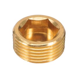 Quickun 3/8" npt Hex Plug Brass Pipe Fitting, Internal Hex Thread Socket Plug (Pack of 2)