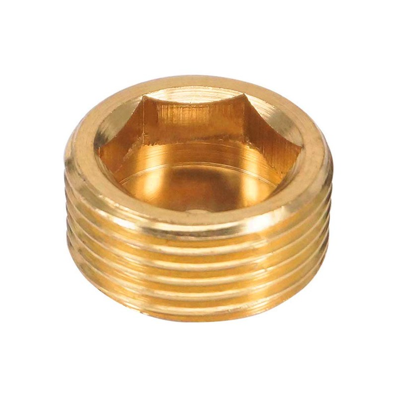 Quickun 3/8" npt Hex Plug Brass Pipe Fitting, Internal Hex