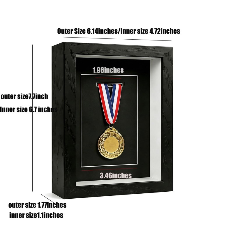 ZAYHENYOO Medal Display Case, Medal Display Shadow Box with Real