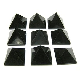 Natural Set of Nine Black Agate Loose Gemstone Pyramids Crystal Healing Home Office Gift Metaphysical Reiki Feng Shui Vaastu Protective Peace Meditation Bagua Luck