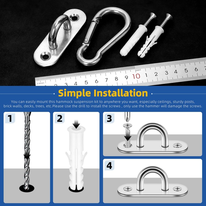Glarks 24pcs M8 Stainless Steel Pad Eye Plate Hook and