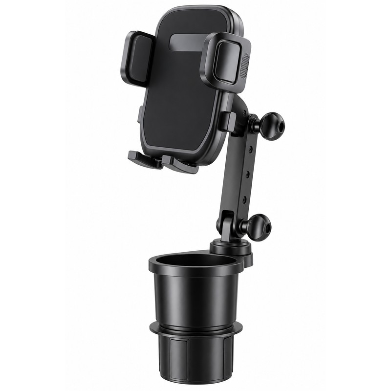 Car Cup Holder Phone Mount – Adjustable Long Arm, 360°