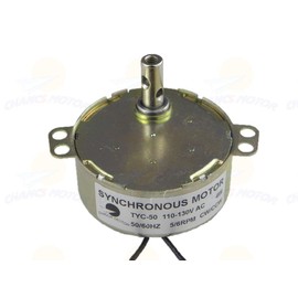 CHANCS 2PCS Synchronous Turntable Motor Electric Motor TYC-50 5-6RPM 4W 100-127V with 7mm Flexible Coupling Connector, Synchron Motor for Cup Turner,Cuptisserie Rotator 1.8M Power Cord Switch Plug