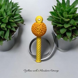 Spiral Ball Drop fidget - 3D printed 4" tall - Color: Yellow with Orange