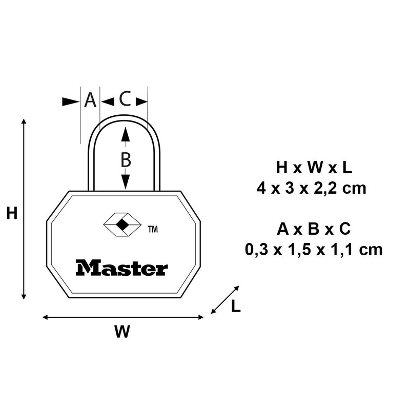 Master Lock 4681EURTBLK Pack of 2 Key Travel Padlocks TSA