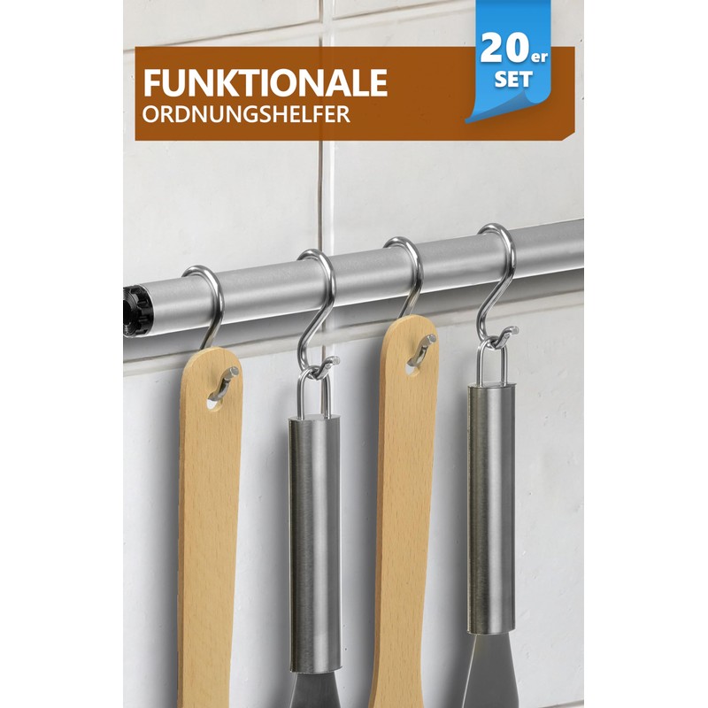 Menz S Hooks - Set of 20 - Solid Stainless