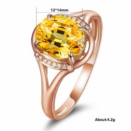 925 Silver 2 carat topaz ring Cocktail Rings Oval Cut 18K gold plated colored gemstone ring Cubic Zirconia Anniversary Promise Ring CZ Diamond Eternity Engagement Wedding Band Ring for Women, 6, Stone Gold
