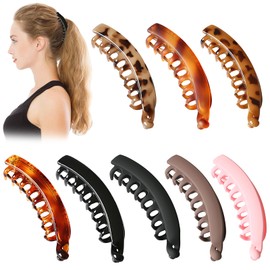 8er-Pack banana clip, Große bananenspange haare, Damen Vintage bananen haarspange für dünnes oder dickes, Mädchen Pferdeschwanz rutschfeste Leopardenhaarnadeln, haarklammer groß für einfaches Styling