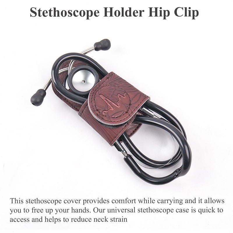 Mtzmy PU Leather Stethoscope Holder with Clip for All Models: