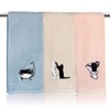 RinRinfam 3Pcs Cute Cat Hand Towels Farmhouse Bathroom Decor Embroidered