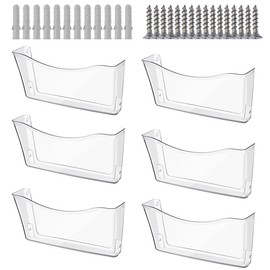 Voittozege 6 Pcs Plastic Wall Folders Acrylic File Holder, 13.4x6.9 Inch Acrylic Wall File Organizer Clear Office Wall Organizer Single Wall File Holder Clear Office Wall Organizer for Office and Home