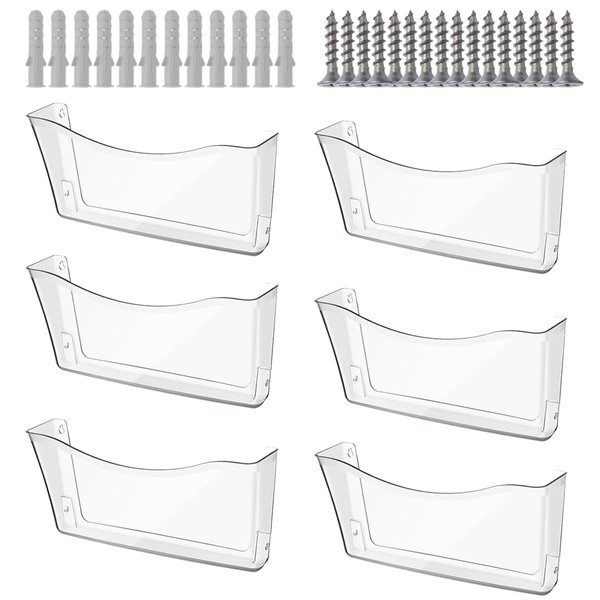 Voittozege 6 Pcs Plastic Wall Folders Acrylic File Holder, 13.4x6.9