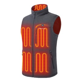 Venustas Men's Heated Fleece Vest with 6 Heating Zones, Lightweight Recycled Electric Fleece Vest