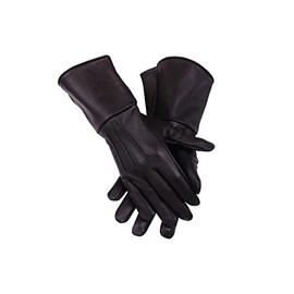Medieval Renaissance Gauntlet Leather Cosplay Gloves Long, Black, Size XX-Large