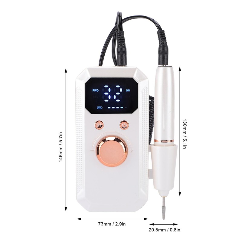 Professional Electric Nail Drill, 32 Speeds Cordless Nail File Machine,