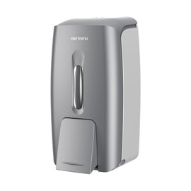 Bertreno Commercial Soap Dispenser Wall Mount Manual Pump Hand Soap Dispenser 800ml Gel Liquid Hand Sanitizer Dispenser Self Adhesive for Home Bathroom (Silver)