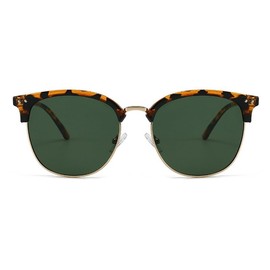 Feisedy B1261 Men's Sunglasses, UV 400, UV Protection, Half Frame, Date Glasses, Color Lens, Half Frame, Unisex, green