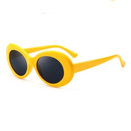 Armear Women Vintage Clout Goggles Oval Sunglasses Retro Hip Hop Style Small Round Eyeglasses Yellow