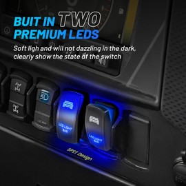 Anina LED Light Bar Rocker Switch 12/24V 5 Pin Laser Engraved ON/Off for Polaris Ranger UTV Ranger RZR Truck Can-Am Car Boat Marine ATV with Jumper Wire