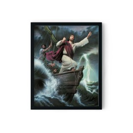 Peace Be Still - By Simon Dewey | Jesus Painting | Picture of Jesus | Jesus Calming the Storm Art | Peace Be Still Picture| Jesus Art| Simon Dewey Art | Sunday School Supplies | Missionary Gifts (UNFRAMED) (8x10 Print)