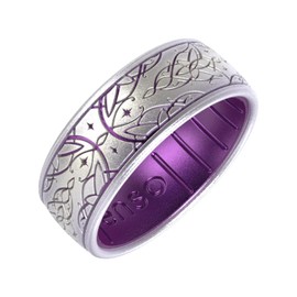 Enso Rings Lord of The Rings Collection - Comfortable DualTone Silicone Rings - Flexible Design - Arwen's Evenstar - Unicorn/Amethyst - 8