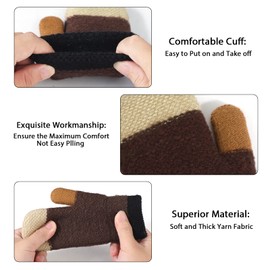 TAGVO Gloves Mittens for Children, Winter Knitted Gloves, Thick Fleece Mittens, Full Finger Gloves for Boys and Girls Age 6 to 12 Years, brown, Einheitsgröße