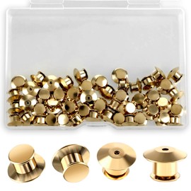 GEEHUA 50PCS Locking Pin Backs, Locking Pin Keeper Clasp Metal Pin Locks Back Flat Head Clamp Needle Back Lock for Brooches Enamel Lapel Pins(Gold)
