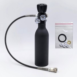 DRYHTEN DIN Valve Filling Station Adapter 4500 psi / 300 bar with 50 cm Hose Dual Gauge for Charging Scuba Tank Paintball PCP Airsoft Diving HPA Cylinder (5/8-18UNF)