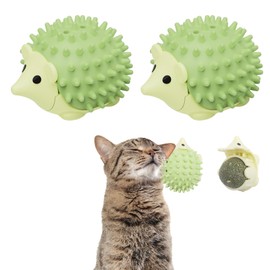 SEVENKA 2 PCS Catnip Toys Self-Grooming Cat Brush with Catnip Ball & Gall Fruit, Kitty Kitten Scratcher Self Groomer Cat Toys for Indoor Cats Lick, Chew Toys Corner Brushes Edible Wall Treats