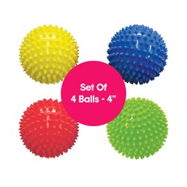 Edushape The Original Sensory Ball for Baby - 4" Deflated with Pump Solid Primary Color Baby Ball That Helps Enhance Gross Motor Skills for Kids Aged 6 Months & Up - Stocking Stuffer Toddler Ball