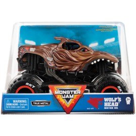 Monster Jam Official Wolf's Head Monster Truck - Wolf's Head Collector 1:24 Scale Die-Cast Vehicle - Chrome Rims and BKT Tread Tires for Use in All Playsets - Collectible for Fans & Birthday Parties