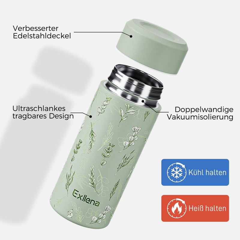 Exllena 【Upgrade Version】Mini Thermos Flask 250 ml with Stainless Steel