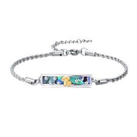 Qyvit Mushroom Anklet 925 Sterling Silver Abalone Shell Bar Mushroom Anklet Gifts for Women