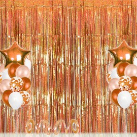 Drucilla Tinsel Curtains Glitter, Tinsel Glitter Curtain, Foil Fringe, Metallic Streamers Background for Parties, Photo, Birthday Decoration, Wedding, 1 m x 2 m, Rose Gold