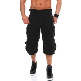 Jet Lag Mens 007 3/4 Length Cargo Shorts, black