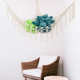 GOFLORDEN Toy Storage Cuddly Toy Storage Net Hammock Stuffed Toy Organiser Children's Room Stuffed Toy Hammock for Cuddly Toys Teddy Corner Toy for Bedroom White