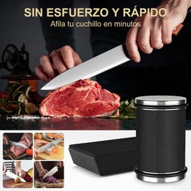 TETEGDCX Afilador de cuchillos rodante profesional, rodillo afilador de cocina con discos de diamantes industriales 400/1000, Proporciona Ángulo Molienda Magnético 15° y 20° (Negro)